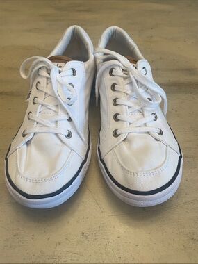 Keds White Canvas Sneaker with Tan Collar Trim